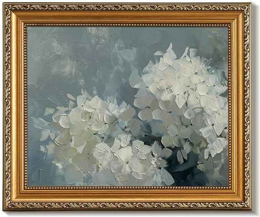 uniro Vintage Gold Framed Wall Art for Home Decor, Retro Blue Hydrangea Flower Canvas Art Prints Artwork, Aesthetic Bedroom Wall Art Easter Floral Wall Decor, French Country decor Spring Botanical Oil Painting Picture for Bathroom, Gallary, Living Room...