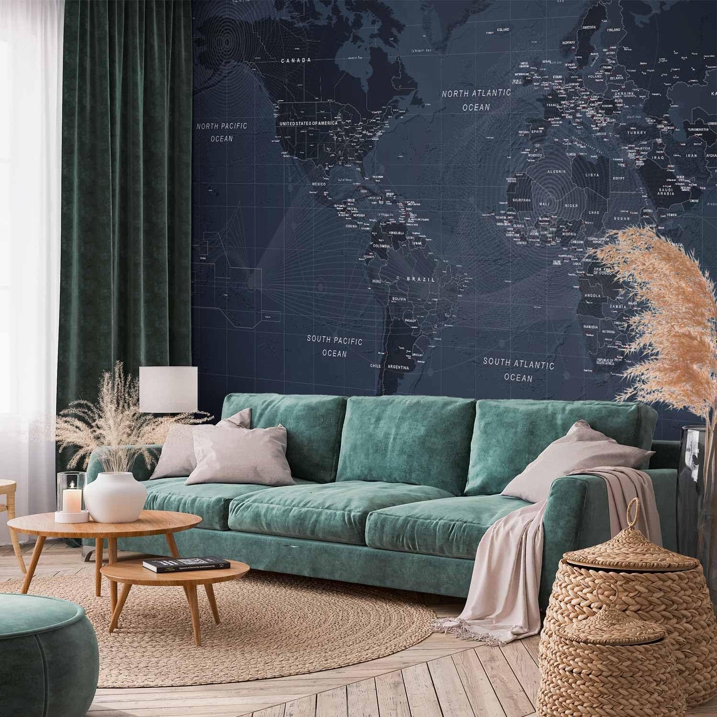 artgeist Premium Wall Mural World Map 118x83 in - XXL Non-Woven Wallpaper Fleece Wall Decor Photo Print Picture Image Design Home Map of The World k-A-0123-a-a
