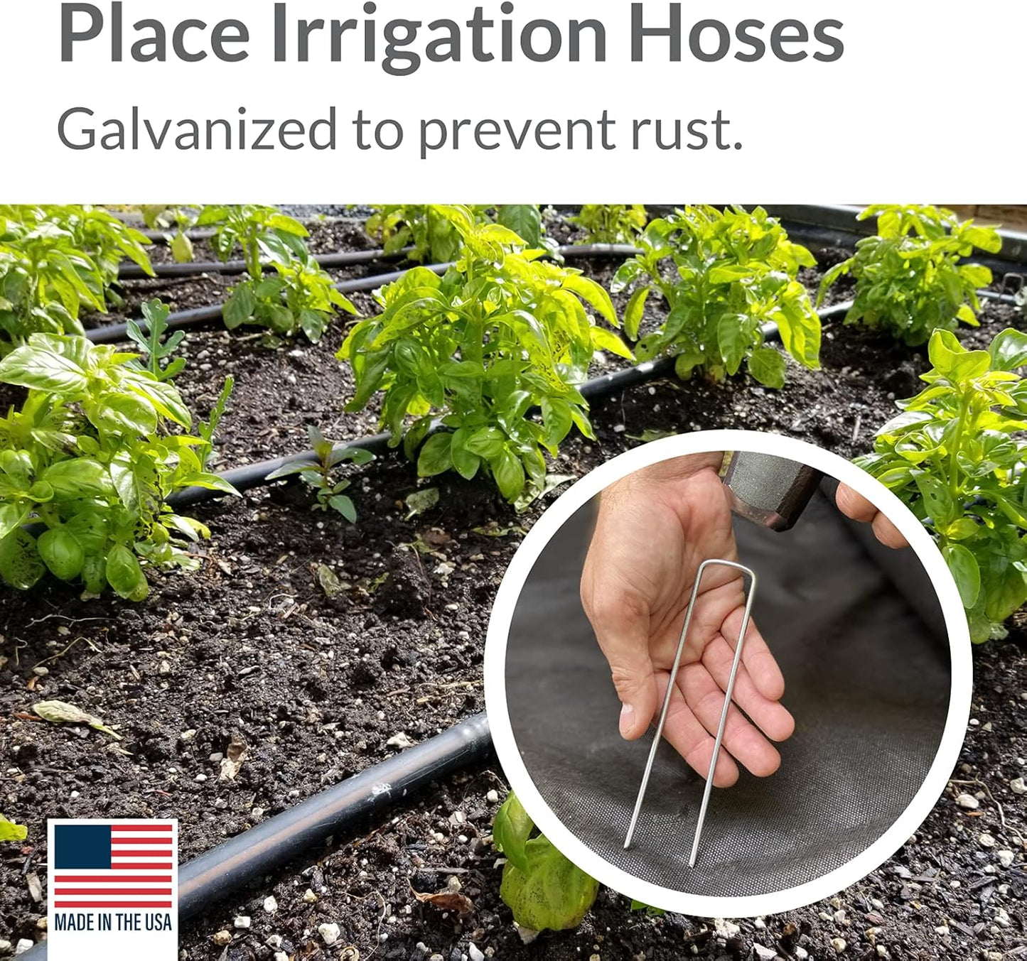 Pinnacle Mercantile USA Made 250 Pack Garden Landscape Staples Weed Barrier Fabric Stakes Galvanized 6 inch Pins Anti Rust Sod Staple 11 Gauge Steel