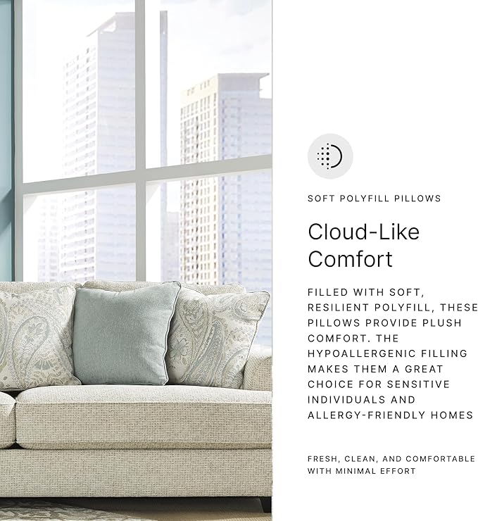 Signature Design by Ashley Monaghan Vintage Sofa with Accent Pillows, Reversible Cushions and Rolled Arms, Beige