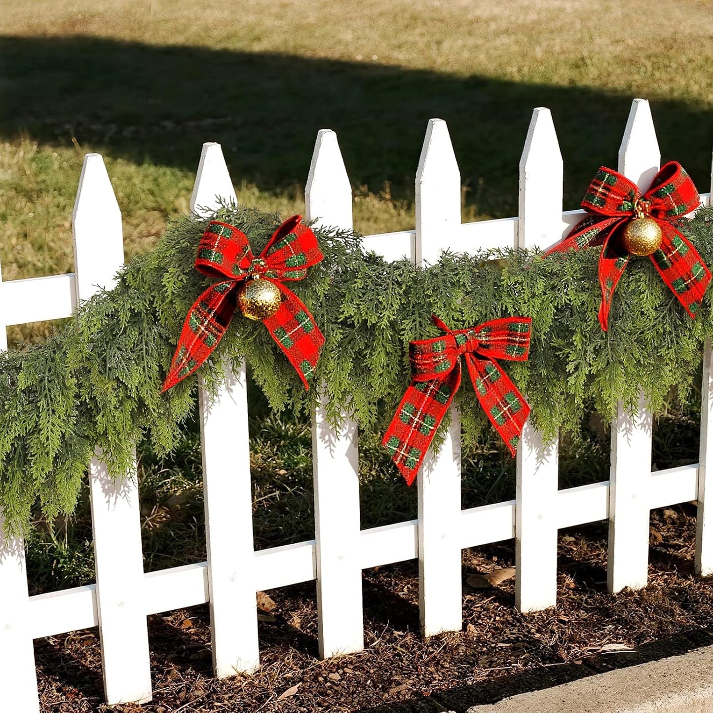 5FT Real Touch Cedar Garland for Fireplace - Artificial Christmas Garlands Realistic Faux Greenery Fake Pine Needles Garland for Holiday,Table, Window,Mantel,Stairs, Home,Indoor Outdoor Decor (2PCS)