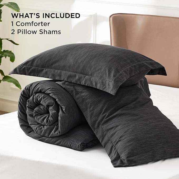 Bedsure King Size Comforter Set - Black Soft Bedding for All Seasons, Cationic Dyed Bed Set, 3 Pieces, 1 King Size Comforter (104"x90") and 2 Pillow Shams (20"x36"+2")