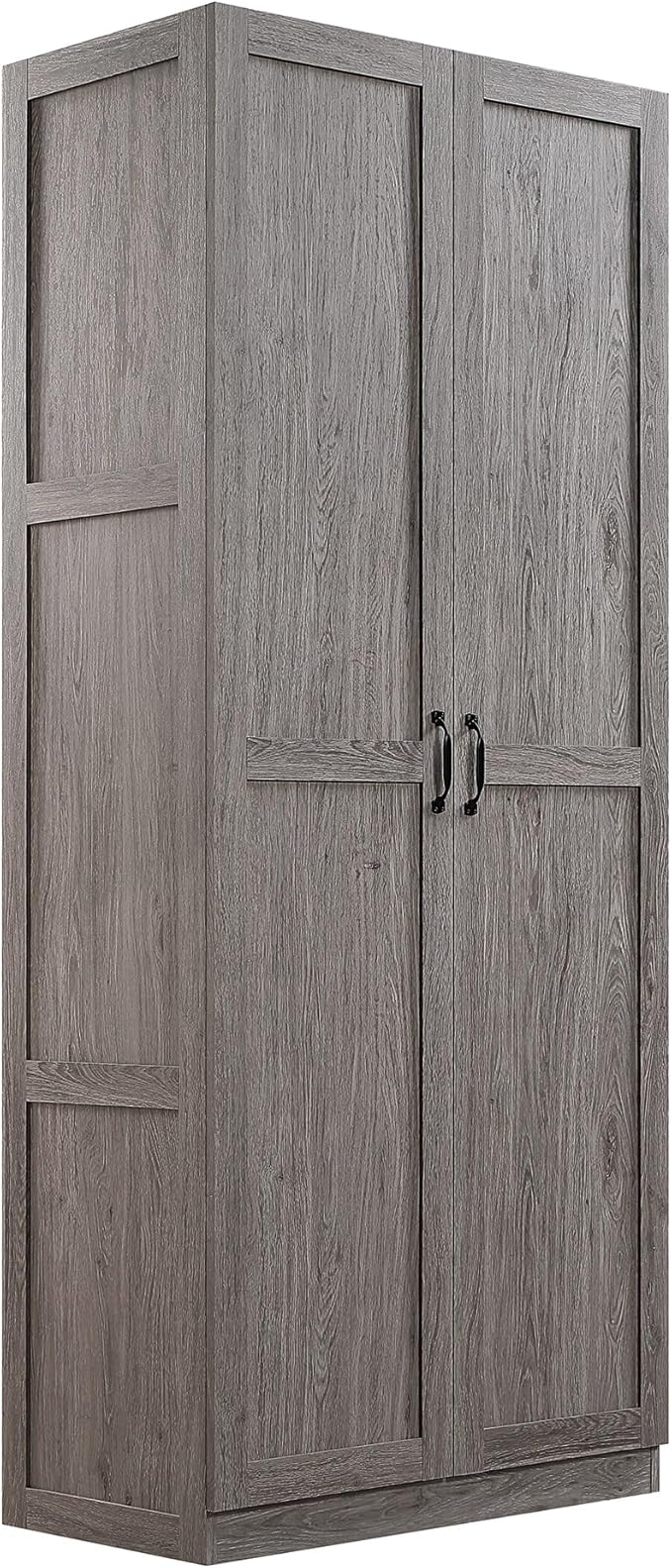 Manhattan Comfort Cornelia Modern Tall Storage Cabinet with Doors and Adjustable Shelves 1.0 - Freestanding Pantry Organizer for Kitchen, Laundry Room, Garage, or Mudroom, Set of 2, Grey