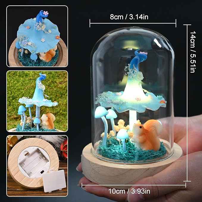 QUELIEN Mushroom Lamp,Mothers Day Mom Gifts for Mom,Light Up Mushroom in Glass Dome,Birthday Party Decorations,Ideal Birthday Gift,GirlfriendGift