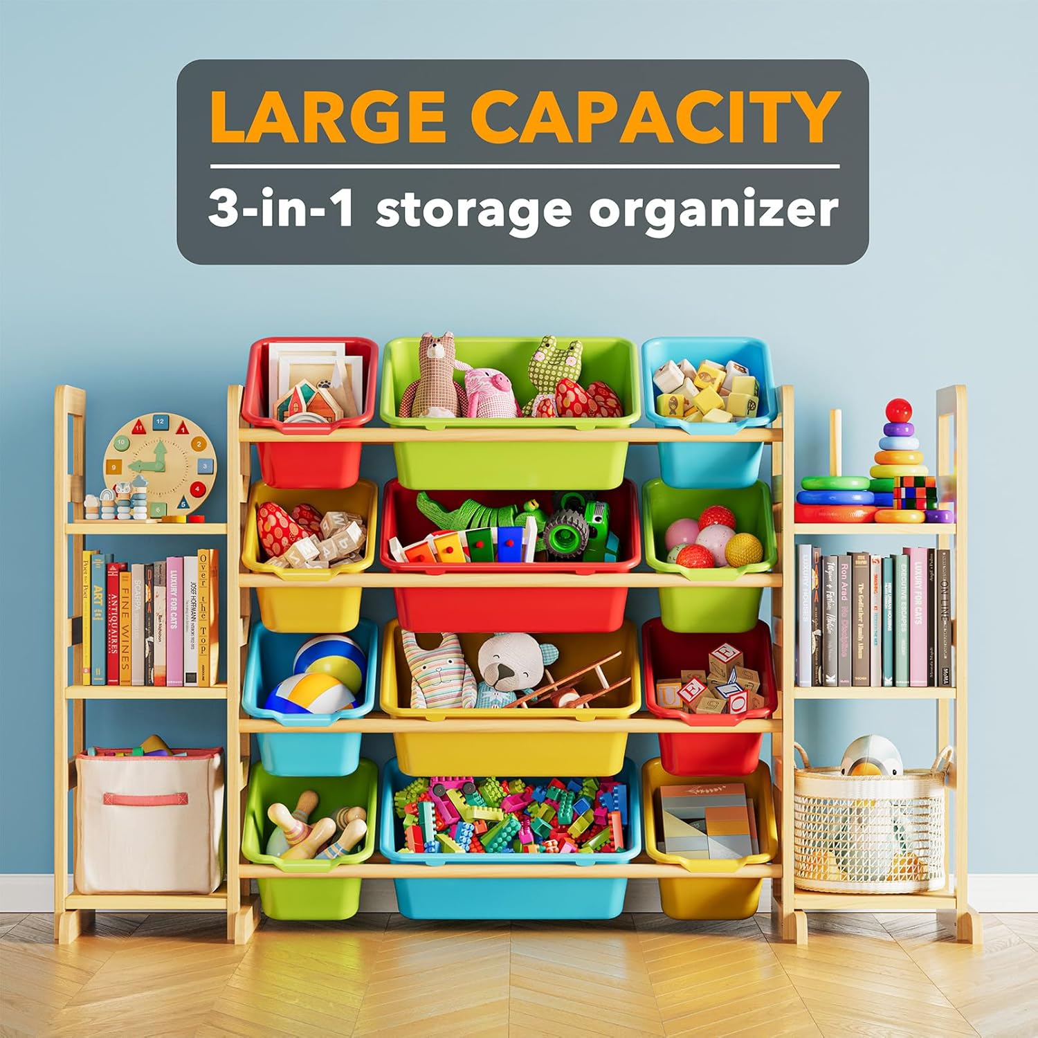 SpaceAid Toy Storage Organizer with 6 Shelves and 12 Bins, Toy Organizers Storage Bookshelf, Kids Bin Shelf Toys Box Bookcase for Bedroom Playroom Organization Room Decor, Multi-Colored - Décor Diaries