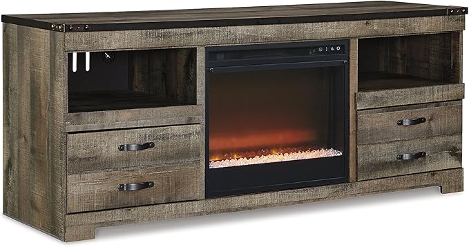 Signature Design by Ashley Entertainment Accessories Urban 63" TV Stand with Electric Fireplace for TVs up to 72", Dark Brown