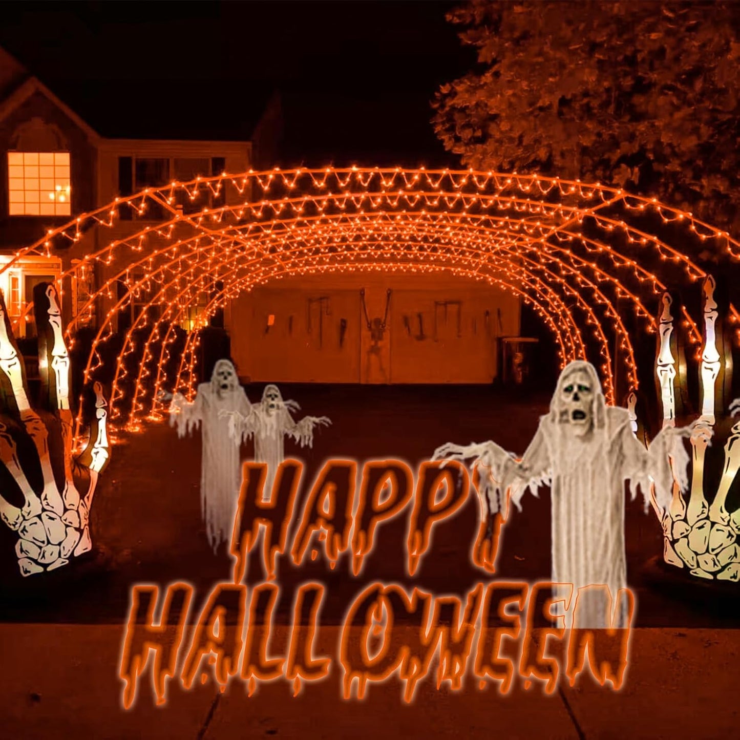 YEGUO Orange Lights for Halloween, 2 Pack Each 33ft 100 LED Rope Lights Outdoor, 8 Modes Fairy Lights in Clear Thin Tube for Fall Autumn Thanksgiving Halloween