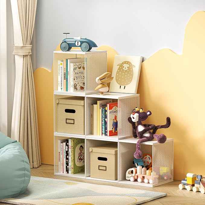 Dmevkic 2 Cube Organizer Bookshelves DIY Variable Stackable Cube Storage Organizer for Kid Bedroom,Living Room,Small Bookshelf White