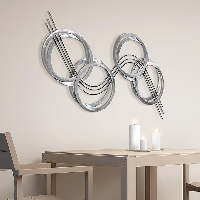 Empire Art Direct "Flowing Wall Art Hand Painted Etched Metal Wall Sculpture,Ready to Hang,Living Room,Bedroom & Office 46.9" x 25.2" x 1.2", Grey,metallic