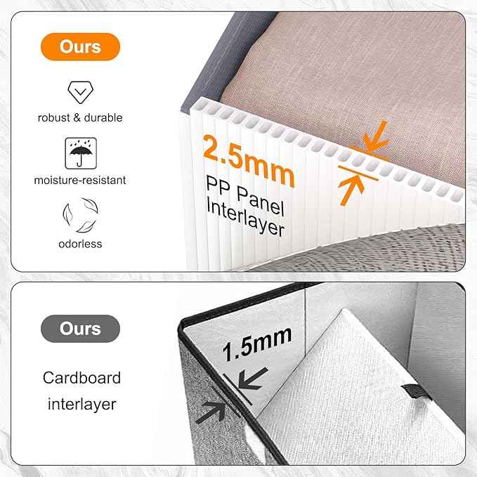 Closet Storage Bins 6 Pack, Large Closet Organizer Baskets with Divider & Handles,Trapezoid Fabric Shelf Organizers, Collapsible Storage Cubes for Clothes, Towels, Toys-Gray
