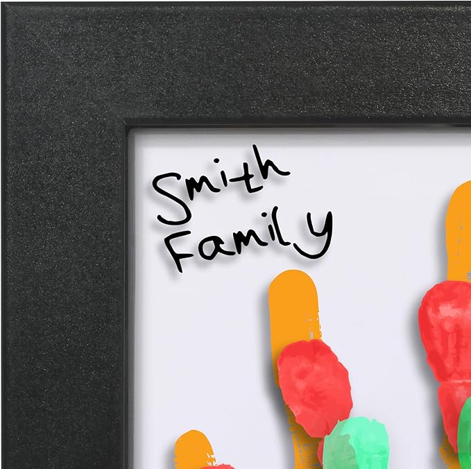 Americanflat Family Handprint Kit with Polished Plexiglass - 8x10 Frame with Five Panels for DIY Prints - Includes Washable Paint, Brushes and Marker - Keepsake Frame for Wall Display - Black
