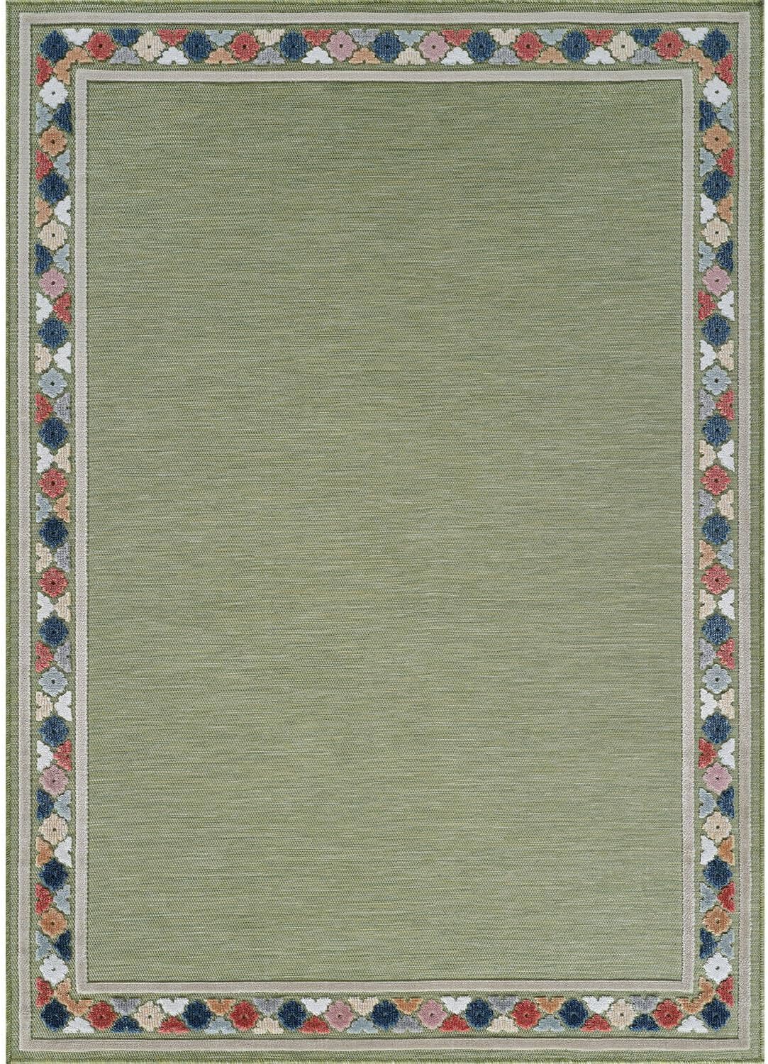Beverly Rug Outdoor Rug 10x14 Modern Bordered Large Area Rugs for Indoor and Outdoor Patio Easy to Clean Non Shedding Living Room Porch Garden Washable Outside Carpet (10 x 14 Green)