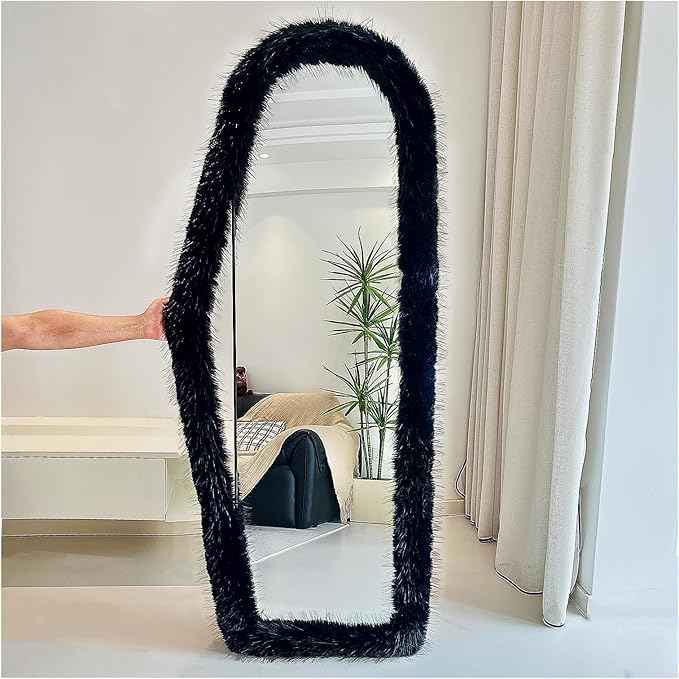 Fluffy Mirror Frame Cover for Arched & Full-Length Mirrors (59"x16") – Stretchy, Non-Slip Fit, 6 Neutral Colors – Soft & Durable Décor (Mirror Not Included)