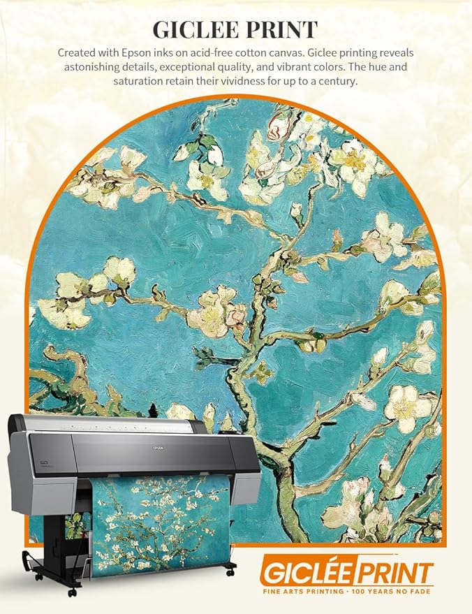 DECORARTS - Vincent Van Gogh Almond Blossom Tree Large Canvas Art Giclee Print Gallery Wrapped Wall Art For Living Room Decor 40x30, Made In USA