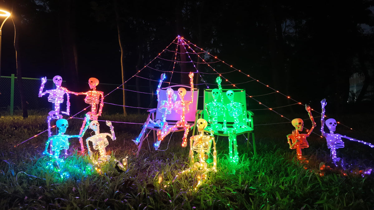 Purple & Orange Light Halloween Skeleton Decor (Orange Light & Purple Light)