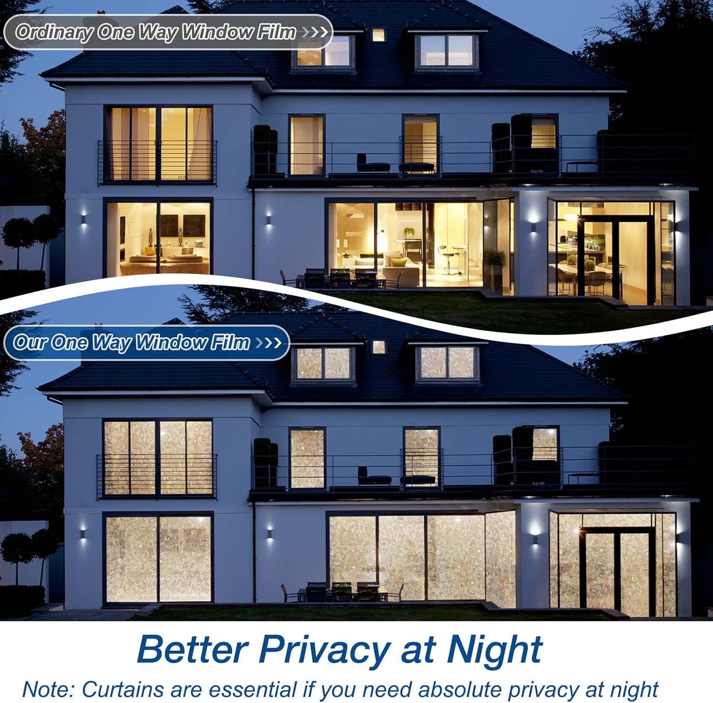 DOWELL One Way Window Film Daytime Privacy, Static Cling Window Tinting Film for Home, Decorative Stained Glass Stickers Heat Control Door Decal Clings, Grayish Silver, 17.5x118.1 inches