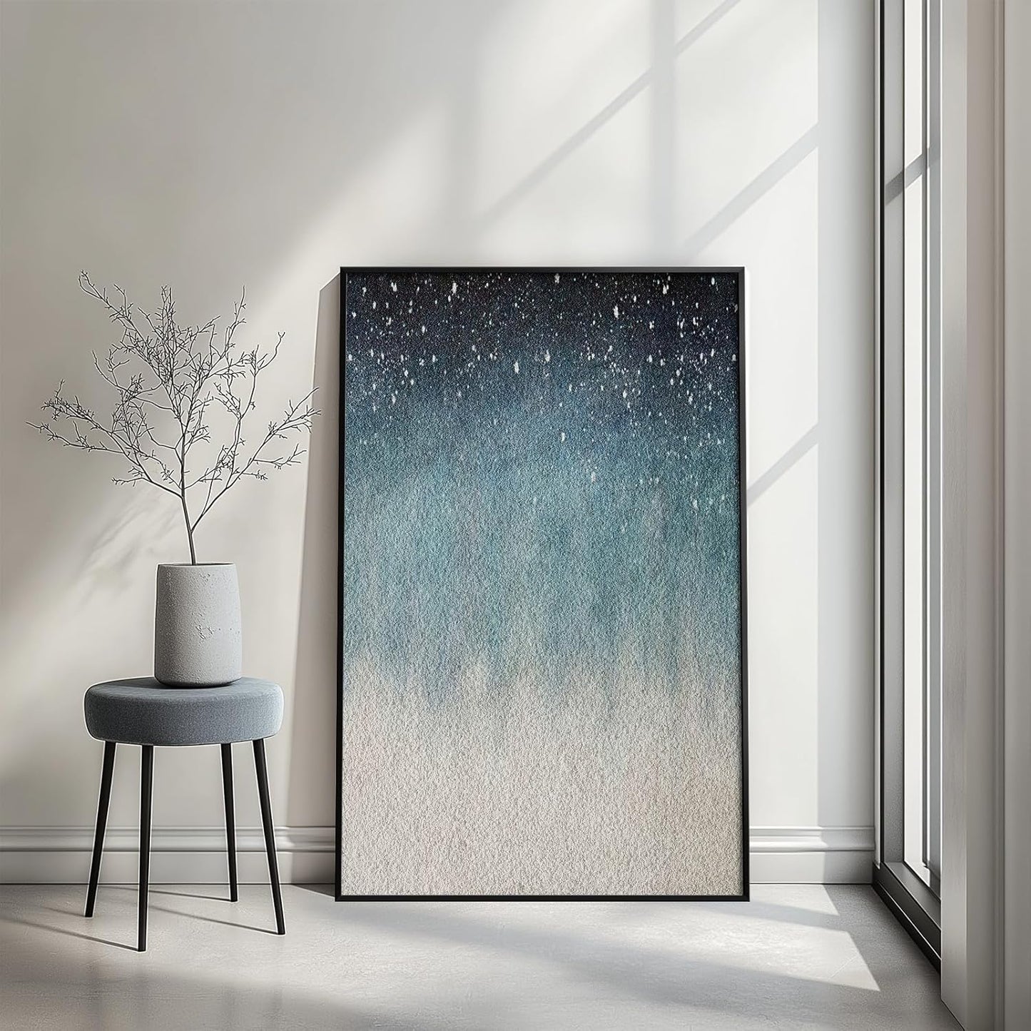 VAN GOGH ART Framed Blue Abstract Starry Night Art Print, 24x36 Inch, Modern Wall Art for Living Room, Bedroom, Office