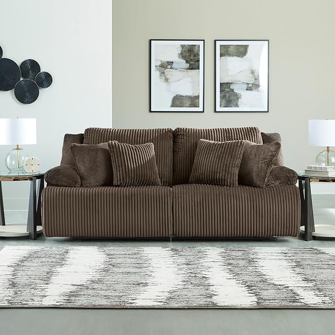 Signature Design by Ashley Top Tier Modern 2-Piece Reclining Sectional Loveseat with 4 Accent Pillows, Dark Brown