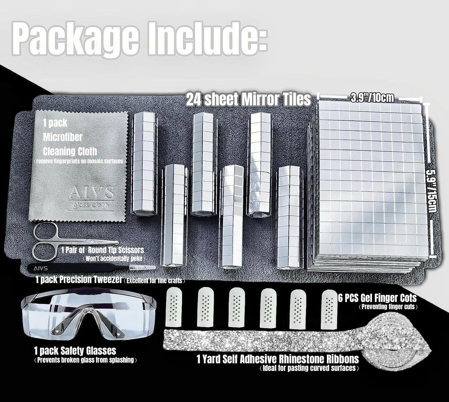 Self Adhesive Disco Mirror Tiles Kit-3600PCS 10x10 mm Glass Mosaic Mirror Tiles for Crafts - Disco Ball Decor,DIY Cowboy Hat,Mirror Frame Border and Art Collage,Unique DIY Gift