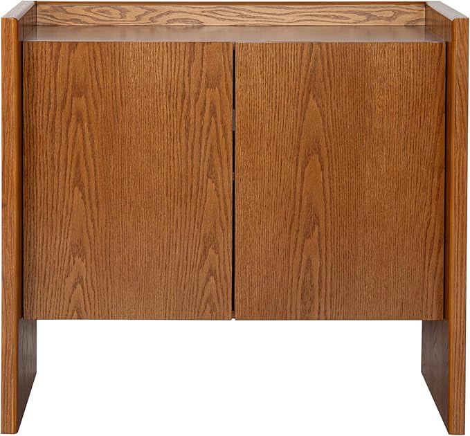 Ball & Cast 34" Walnut Sideboard Cabinet with Storage, Rustic Buffet Credenza Cabinet with 2 Doors and Adjustable Shelf, for Entryway, Hallway, Living Room, Dining Rooms & Kitchen Coffee Bar