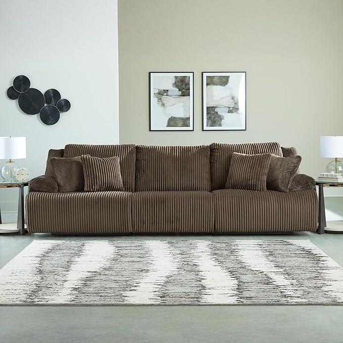 Signature Design by Ashley Top Tier Modern 3-Piece Reclining Sectional Sofa with 4 Accent Pillows, Dark Brown
