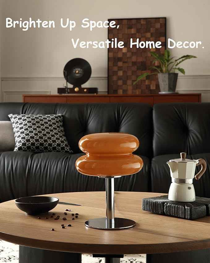 Mushroom Lamp Table Lamp for Night Stands,Mid Century Modern Desk Lamps for Bedroom, Vintage Dimmable Bedside Small Lamps, Cute Cool Home Room Aesthetic Decor for Living Room (Copper)