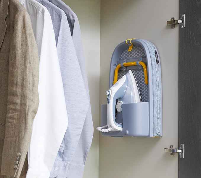 Joseph Joseph Pocket Folding Tabletop Ironing Board with Iron Holder and Wall Mount, Compact Space-Saving, Grey/Yellow