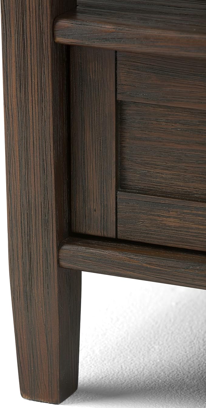 SIMPLIHOME Warm Shaker End Table - 20 inch Wide Solid Wood Side Table in Farmhouse Brown, Transitional Accent Table for Living Room or Bedroom with Drawer, Open Shelf and Square Tapered Legs