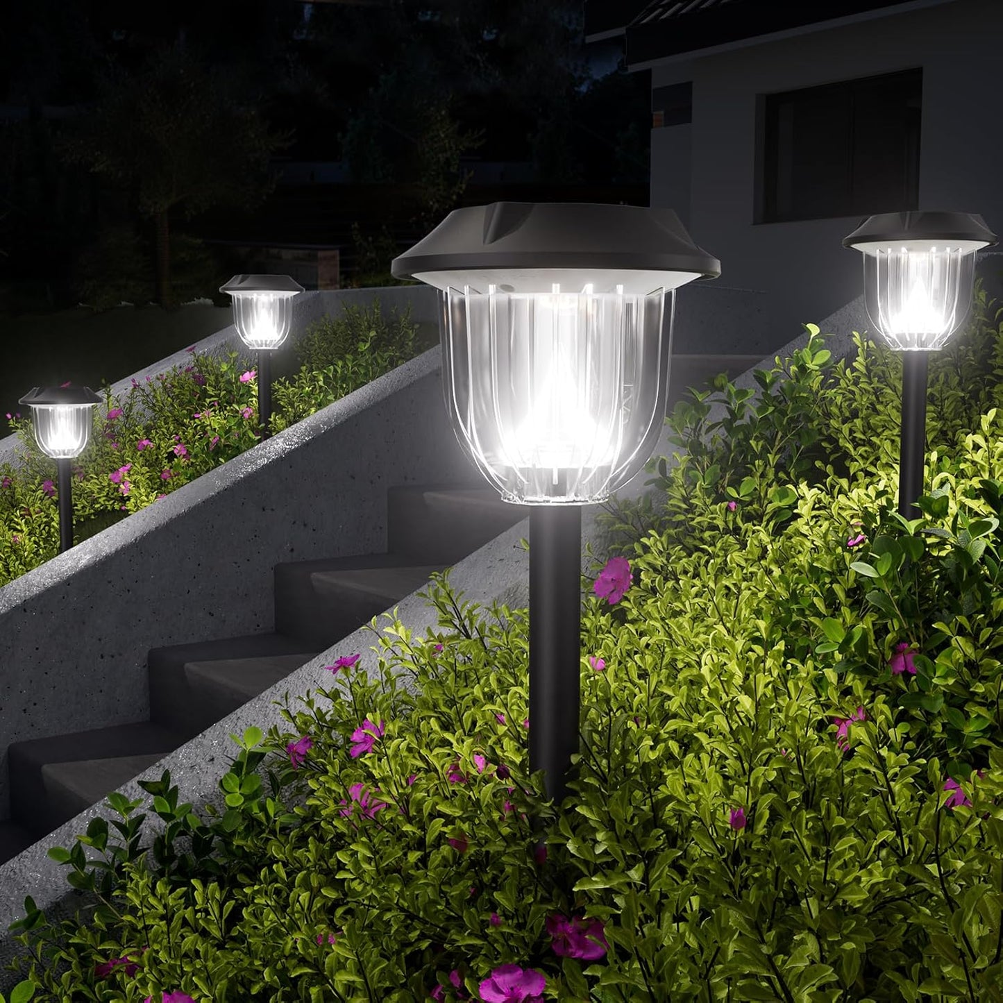 Solar Outdoor Lights,3 Pack LED Lights Outdoor Waterproof, Maintain 10 Hours of Lighting for Your Garden, Landscape, Path, Yard, Patio, Driveway(Cold)