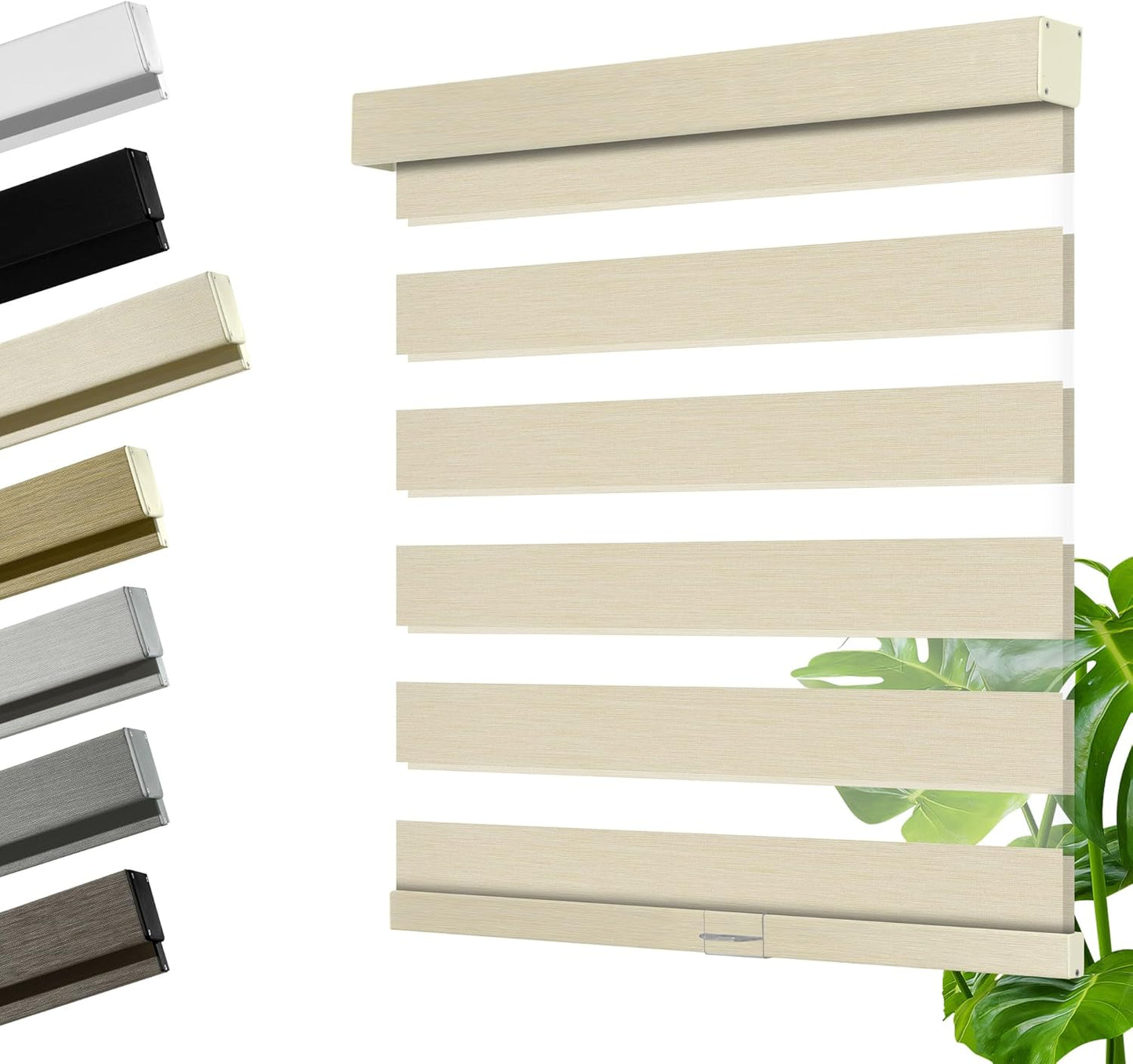 Cordless Zebra Blinds for Windows, Blackout Interior Blinds,Easy to Install,UV Protection,for Offices and Home,Custom Roller Shades, Mousse Beige,25" W x 72" H