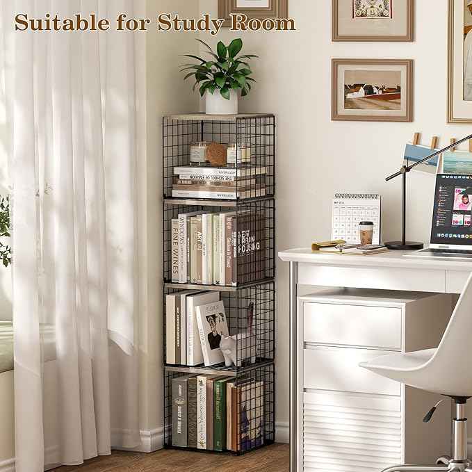 Dmevkic 2 Cube Small Bookcase,Bookshelf for Small Spaces Book Shelf,12.2 x 12.2 x 12, DIY Variable Stackable Cube Storage for Living Room,Office,Bedroom