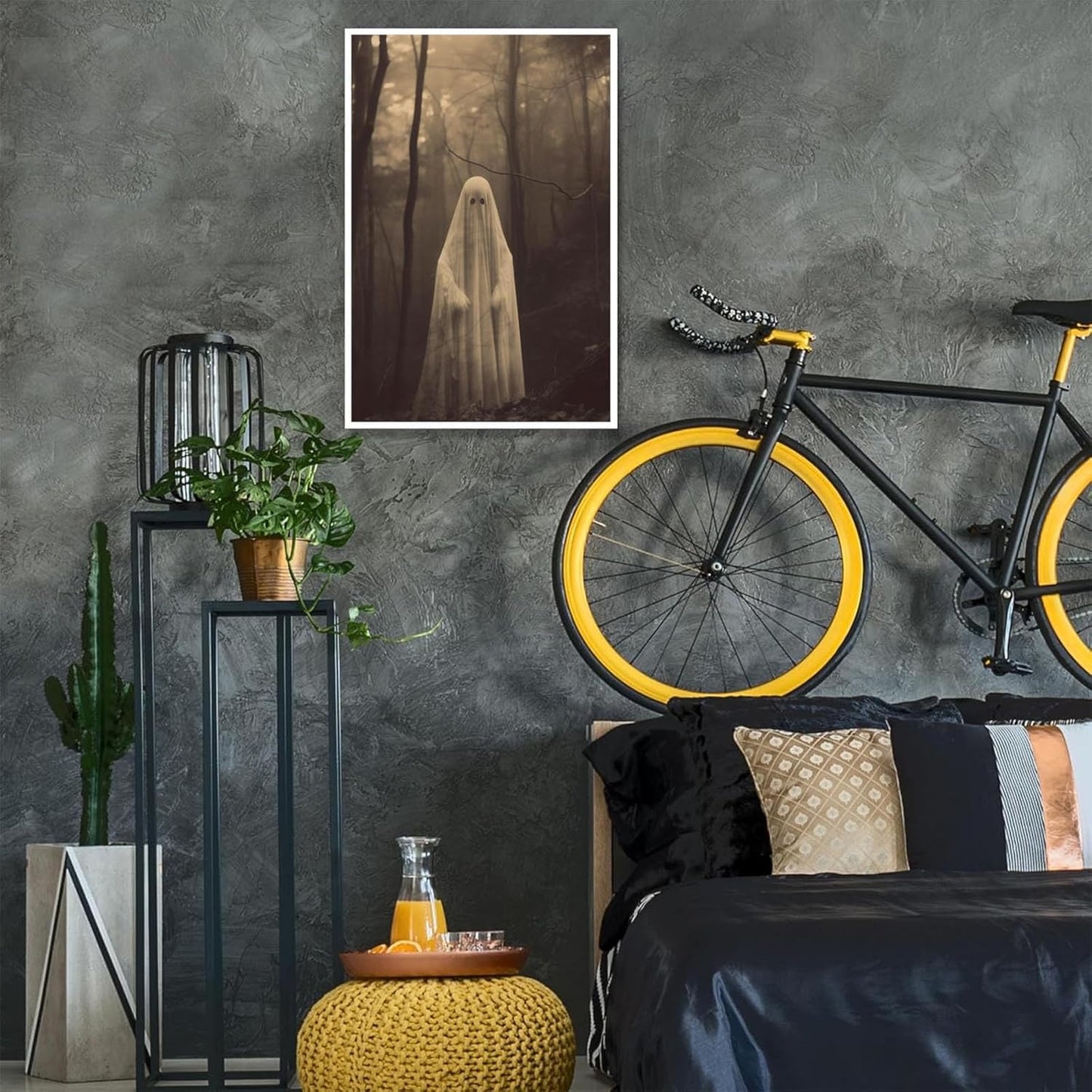 Ghost Forest Spooky Print Poster The Gothic Room Decor Creepy Picture Posters Dark Academia Aesthetic Family Prints Canvas Wall Art Home Apartment Decorations 16X24inch Unframed