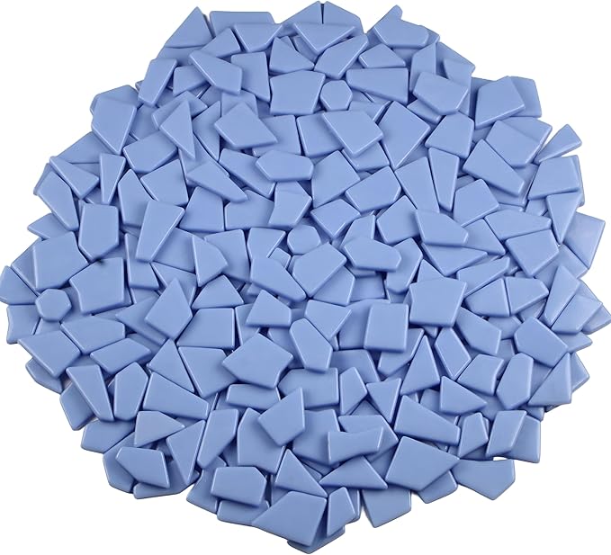 Irregular Glass Mosaic Tiles Bulk 500g Glossy and Iridescent Mosaic Glass Tiles for DIY Projects and Arts and Crafts Solid Colors and Mixes (Glossy Periwinkle)