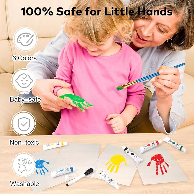 Omrhvi Family Handprint Kit, DIY Craft Keepsake Photo Frame, Hand Print Ornament Kits, Family Gifts for New Parents & Mom & Baby, Grandparents, Couples, Father's Day, Mother's Day, Anniversary