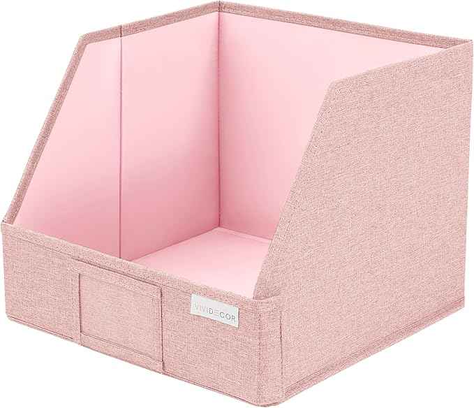 Closet Bins for Organization – 12x12x10 Foldable Boxes for Clothes, Fabric Trapezoid Storage Bins, Storage Baskets, Decorative Storage Baskets, Sweaters, Baby Clothes, Nursery– Pink, 3 Pack