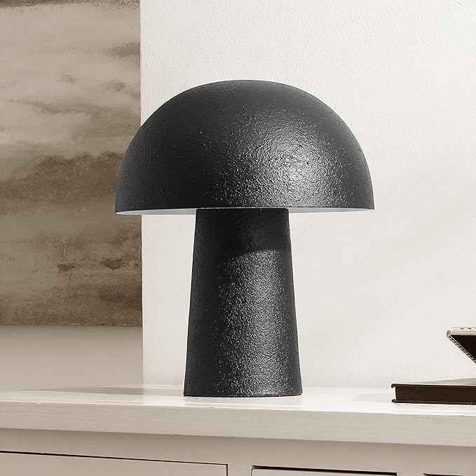 SAFAVIEH Lighting Collection Modern Kieza Black 12-inch Mushroom Table Lamp for Bedroom, Living Room, Home Office, Desk, Nightstand (LED Bulb Included)