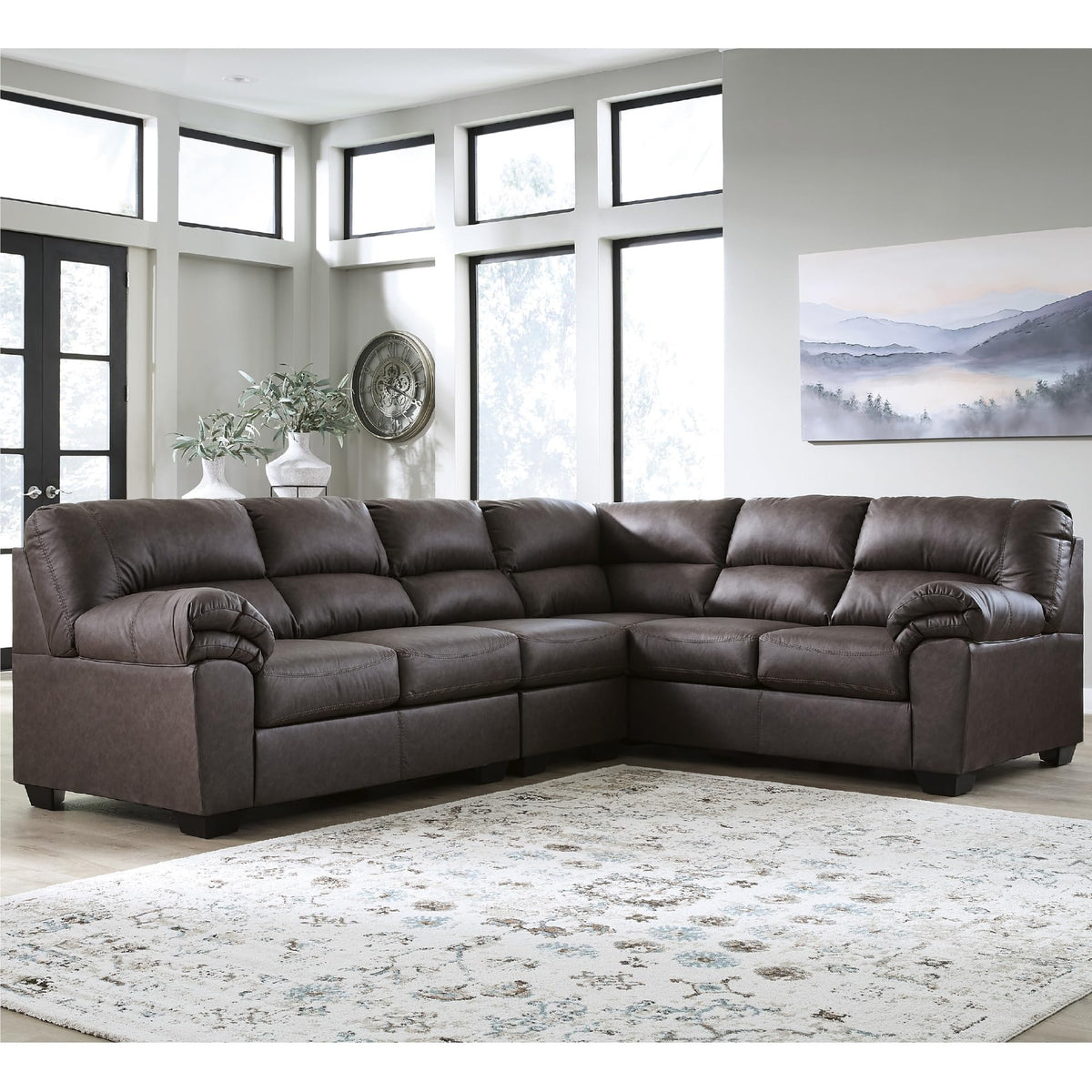 Whitlock 3 Piece Faux Leather Sectional Couch