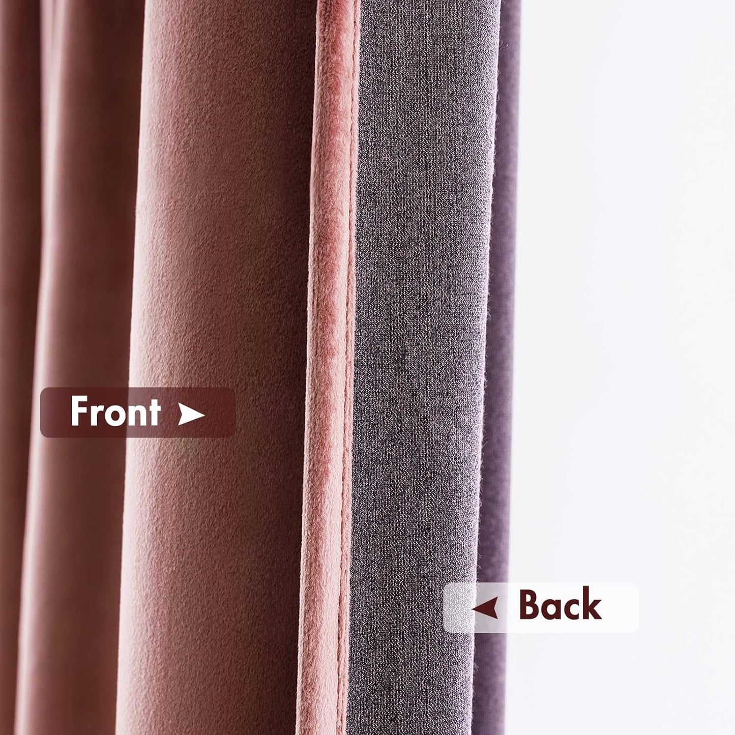 MIULEE Dusty Rose Pink Velvet Curtains Thermal Insulated Blackout Curtain Drapes for Bedroom Living Room Darkening 90 Inches Long Curtains Panels Rod Pocket Set of 2