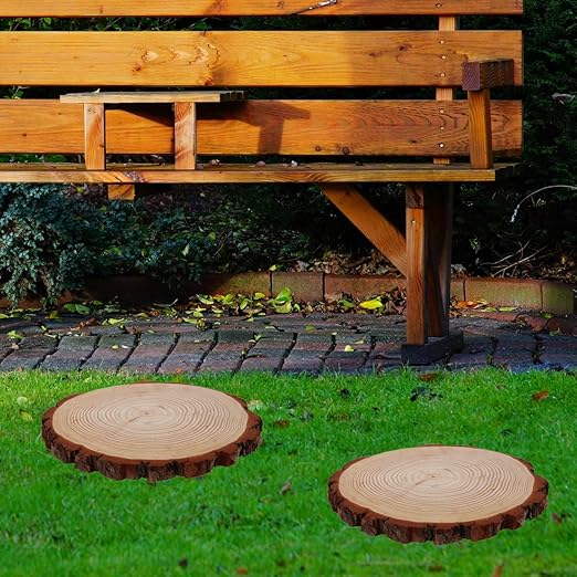 Mipcase Wooden Garden Stepping Stones Outdoor for Walkway Decorative Wood Pathway Stones for DIY Garden Projects and Pathmaker