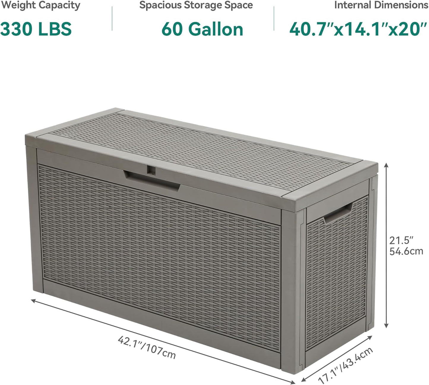 YITAHOME 60 Gallon Outdoor Storage Box, Large Water Resistant Resin Deck Box, Indoor Outdoor Lockable Rattan Storage Container for Patio, Garden, Cushions, Tools, Equipment (Taupe)