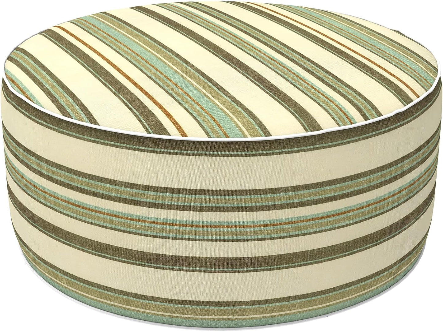 LVTXIII Inflatable Stool Ottoman Footrest with Handle, Decorative Fade-Resistant Foot Stool, Indoor or Outdoor Pouf for Home Garden and Camping Use, 21x21x9, Stripe Onyx