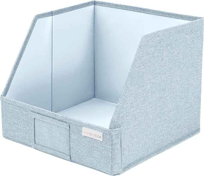 Trapezoid Storage Bins – 12"x12"x10"x 4" Closet Shelf Organizer & Baskets, Fabric Storage Baskets, Collapsible Organizer Boxes for Towels, Baby Clothes, Spring Wardrobes – Light Blue, 3 Pack