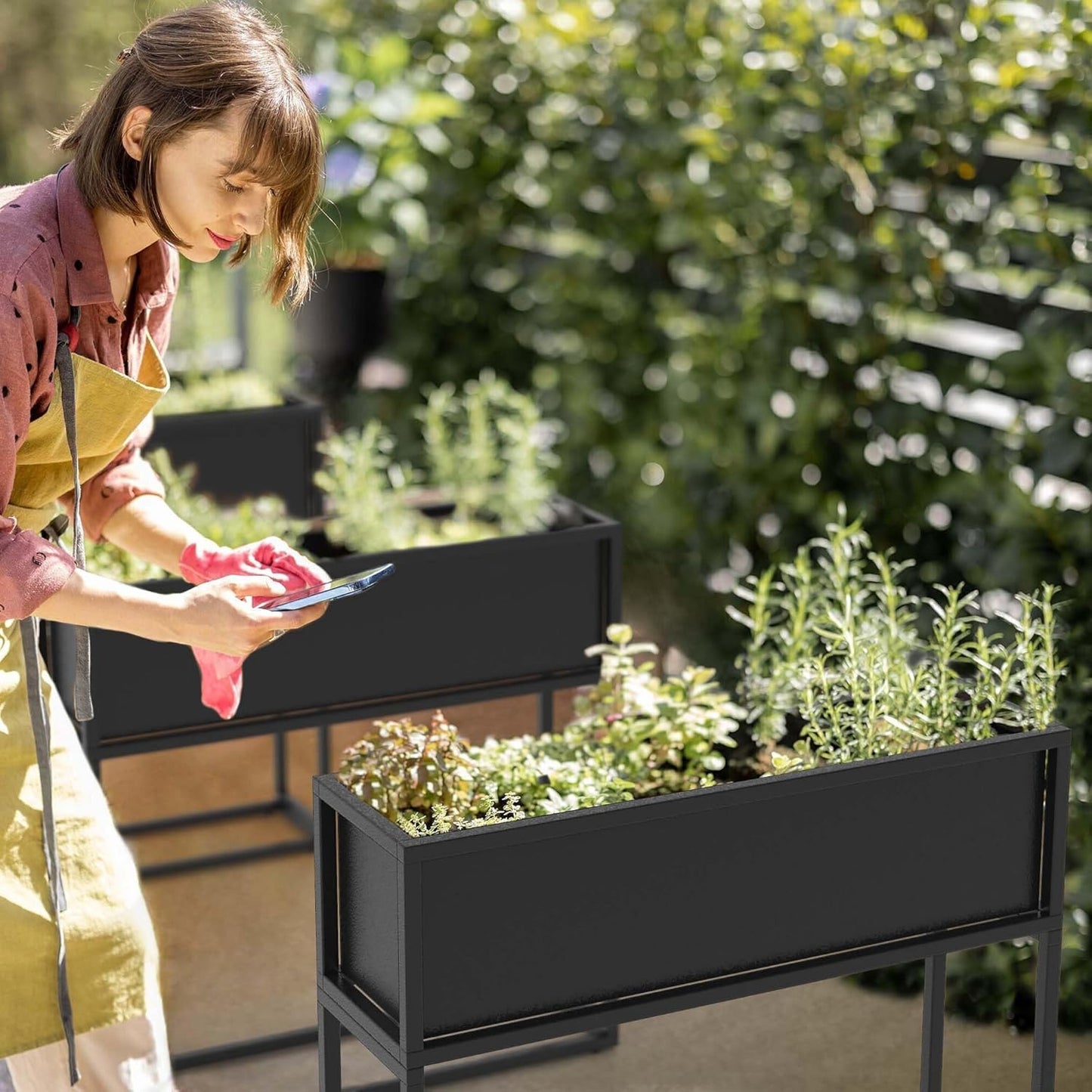 Cocoyard Elevated Planter Box - 28 Inch Durable Raised Garden Bed for Herbs and Flowers - Stylish Tall Rectangular Planter for Outdoor Plants & Backyard Gardening