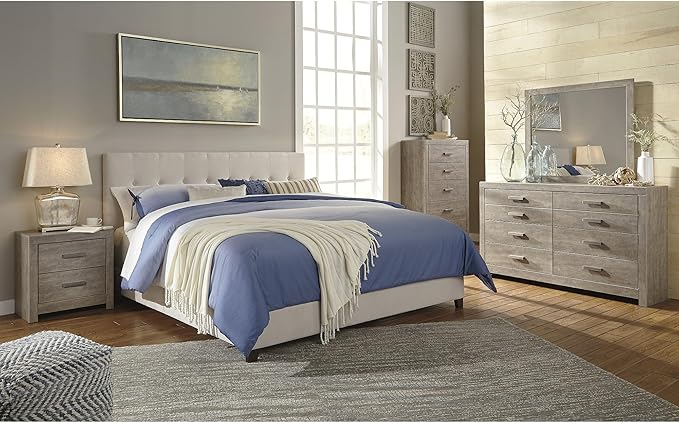 Signature Design by Ashley Culverbach Coastal 6-Drawer Dresser and Mirror with Anti-Tipping Restraint, Gray