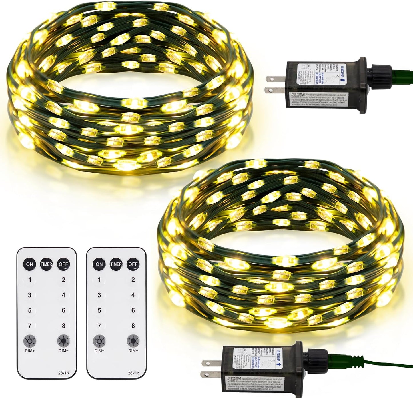 2 Pack Fairy String Lights Plug in, 33Ft Green Wire 100 Micro Starry LED Outdoor String Lights with 8 Modes Timer IP68 Waterproof Twinkle Lights for Bedroom Garden Christmas Home Decor (Warm White)
