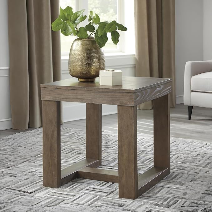 Signature Design by Ashley Cariton Contemporary Oversized Square End Table, Grayish Brown