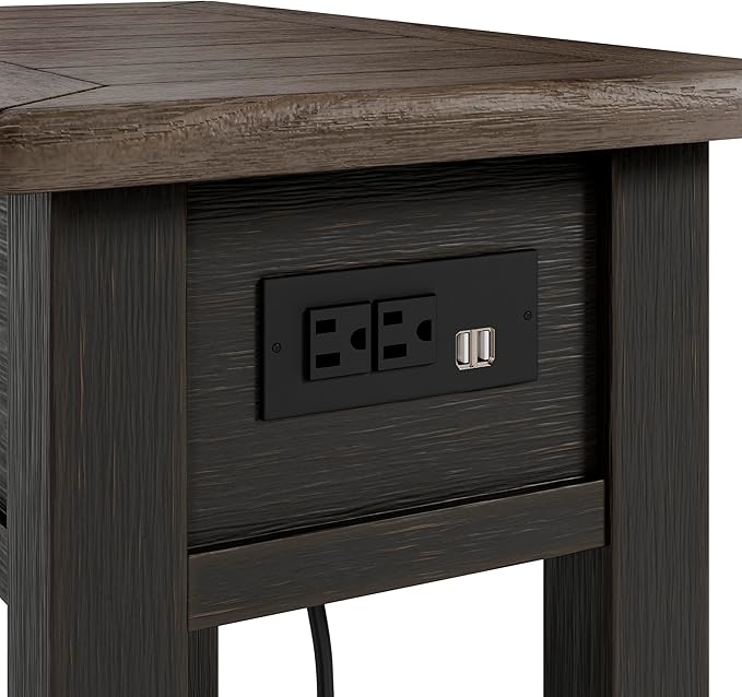 Signature Design by Ashley Tyler Creek Chair Side End Table, Plank-styled Top, Smooth-gliding Drawer, Wood, 14.13" W x 24.13" D x 24.13" H, Light Brown & Whitewash
