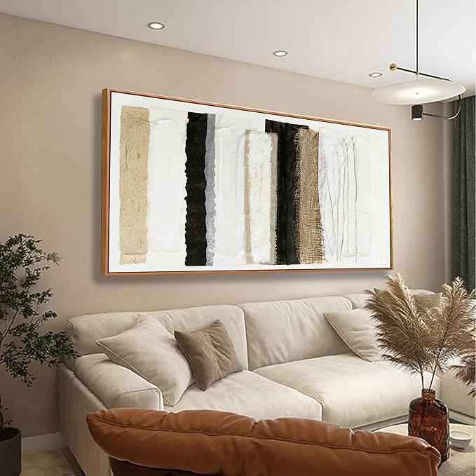 Abstract Canvas Wall Art Decor Maximalist Home paintings Decor Wall Art Prints Modern Framed Wall Decorations Multicolor Overlapping Strips Artwork 20×40 inch for Living Room Wall Bedroom Kitchen Office Decor