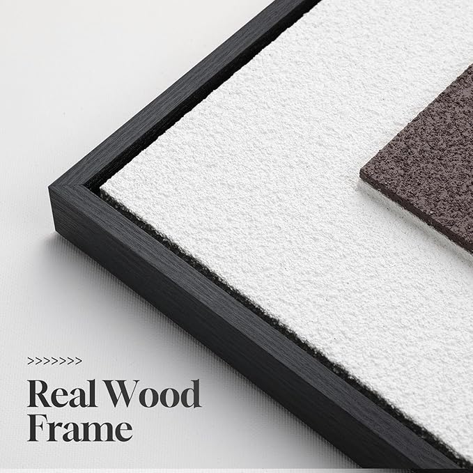 Framed Large 3D Textured Wall Art for Living Room, Brown and Tan Geometric Texture Artwork for Walls, 3 Piece Neutral Modern 3D Sandstone Art Painting for Hallway Office Kitchen Wall Decor, 24x36 Inch