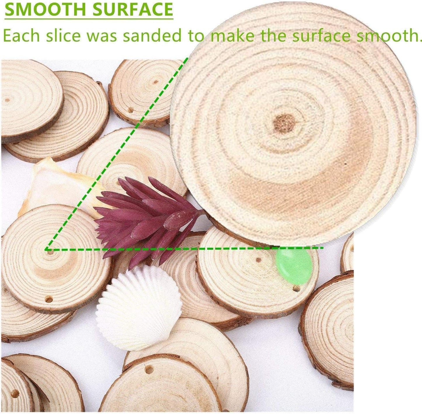 Wood Slices TICIOSH Craft Unfinished Wood kit Predrilled with Hole Wooden Circles for Arts Wood Slices Christmas Ornaments DIY Crafts 30 Pcs 2.0-2.4 inches